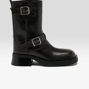 Miista Renate Brown Buckled Ankle Boots