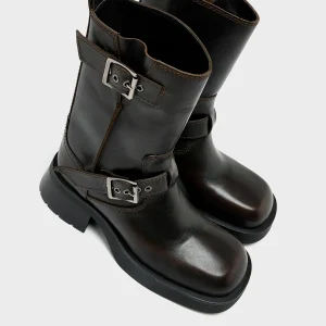 Miista Renate Brown Buckled Ankle Boots